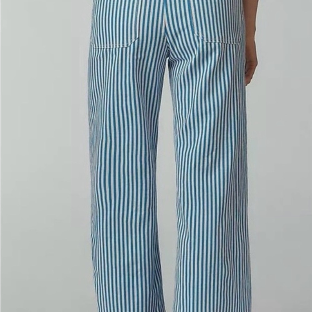 Anthropologie the Colette Maeve Blue and White Striped Wide Leg Pants sz 27T, - Picture 2 of 3